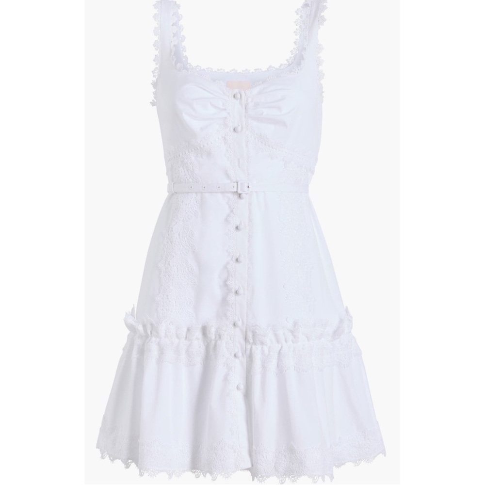 NWT Cinq a Sept Aziza White Lace Button-Down Sleeveless Dress Size 12